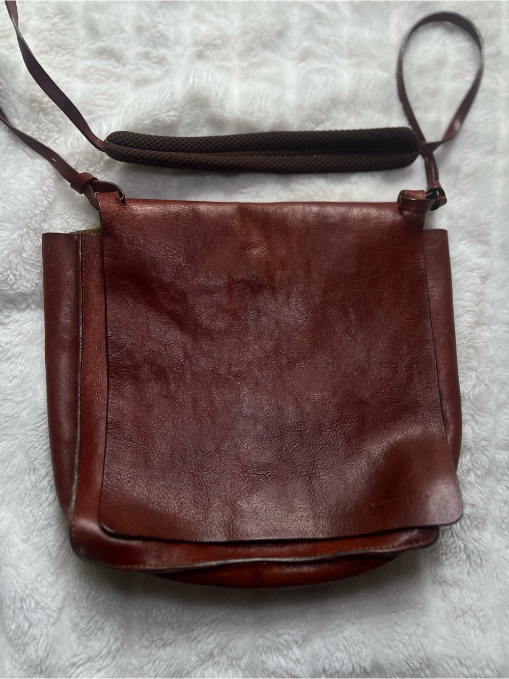 Francesco Biasia Chestnut Brown Leather Crossbody Bag
